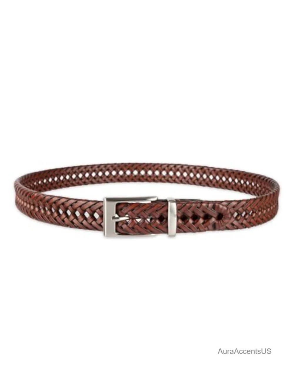 Men's Braided Leather Belt Fully Adjustable Casual Strap